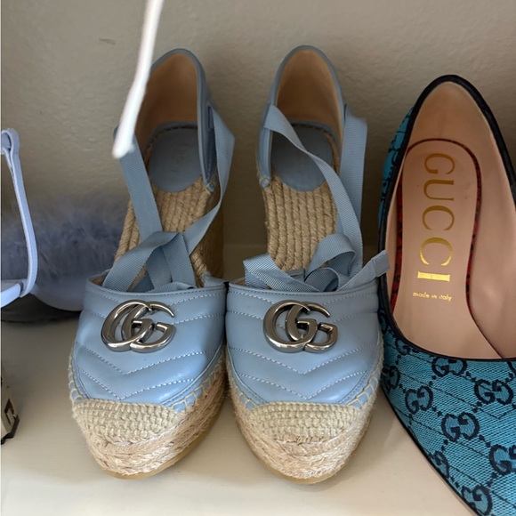 Gucci Light Blue Espadrille Wedges - Picture 1 of 1